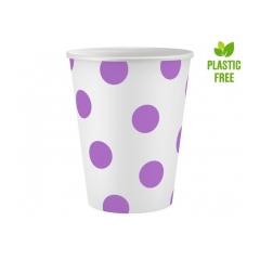 Papierové poháre s bodkami fialové  250 ml  6ks