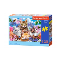 CASTORLAND Puzzle Mačiatka s kvetinami 120 dielikov
