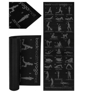 TRIZAND Podložka na jogu s ukážkami cvikov 170 x 60 cm čierna