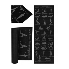 TRIZAND Podložka na jogu s ukážkami cvikov 170 x 60 cm čierna