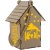 Ruhhy 22163 Vianočný závesný drevený domček s LED svetlom drevený