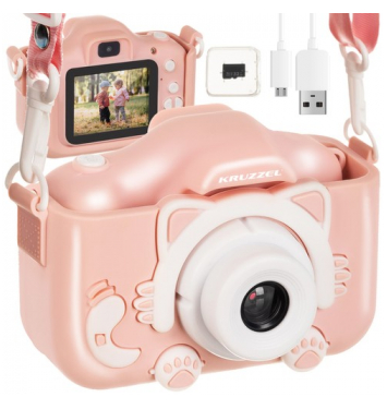 KRUZZEL Detský digitálny fotoaparát 32 GB ružový