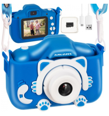 KRUZZEL Detský digitálny fotoaparát 32 GB modrý