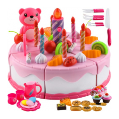 KRUZZEL Detská plastová narodeninová torta ružová 80 dielov