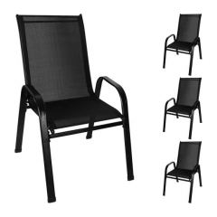 GARDLOV Záhradné stoličky stohovateľné čierne 4 ks