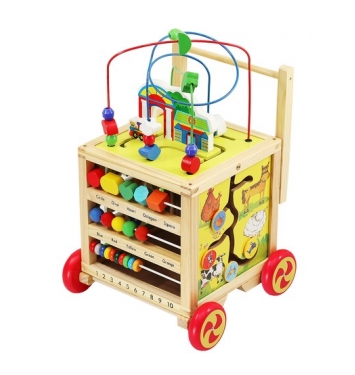 KRUZZEL Veľká drevená motorická kocka - chodítko