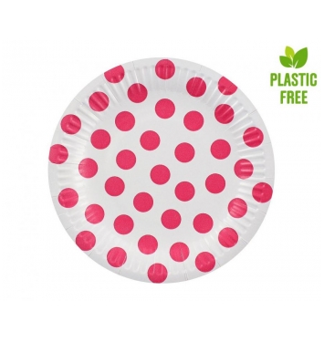 Papierové taniere bodky magenta 6 ks