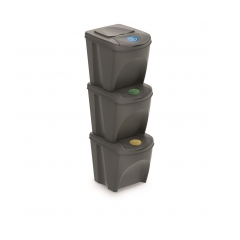 PROSPERPLAST Sada 3 odpadkových košov SORTIBOX šedý kameň  objem 3x25L
