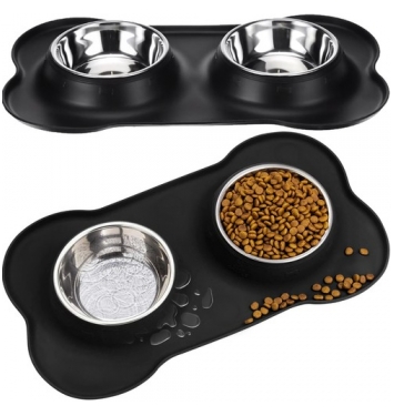 PURLOV Dvojitá miska pre psov a mačky - 450 ml