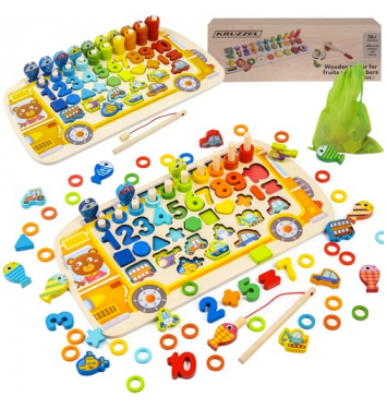 KRUZZEL 22636 Drevená detská puzzle triedička 6v1