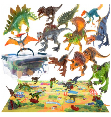 KRUZZEL 22397 Sada dinosaurov s podložkou v kufríku