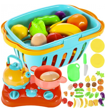 KRUZZEL 22877 Ovocie a zelenina v nákupnom košíku 22ks