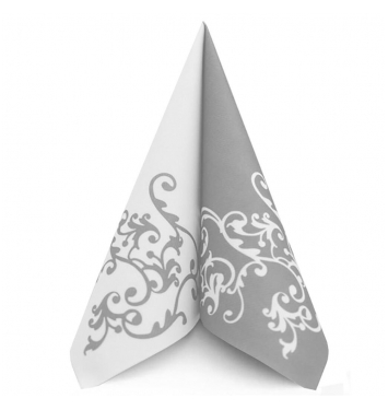 MANK 88318 obrúsky Airlaid Dinner 40x40cm Pomp bielo-strieborná 50ks