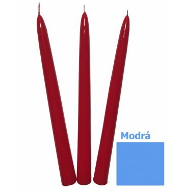 Sviečka kónická 24cm lakovaná modrá 10ks