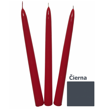 Sviečka kónická 24cm lakovaná čierna 10ks