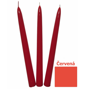 Sviečka kónická 24cm lakovaná červená 10ks