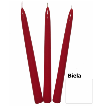 Sviečka kónická 24cm lakovaná biela 10ks