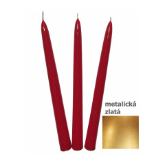 Sviečka kónická 24cm metalická zlatá 10ks