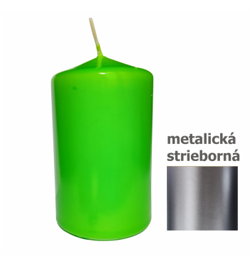 Sviečka valcová 6x10cm metalická strieborná