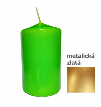 Sviečka valcová 6x10cm metalická zlatá