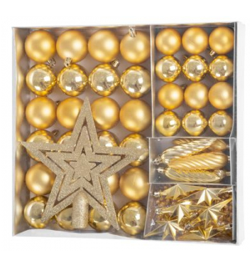 Gule MagicHome Vianoce, sada, 50 ks, 4-5 cm, zlaté, hviezda, girlanda, šiška, na vianočný stromček