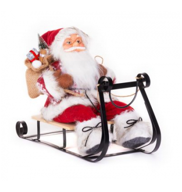 Dekorácia MagicHome Vianoce, Santa na sánkach, červený, 46 cm