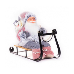 Dekorácia MagicHome Vianoce, Santa na sánkach, sivo - ružový, 46 cm