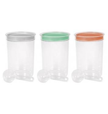 Dóza Curver® DRY FOOD, 1700 ml, s odmerkou, mix farieb mint/sivá/broskyňová, 130x190 mm