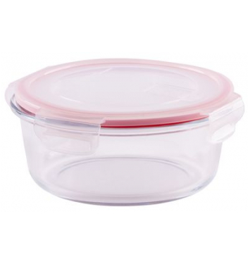 Dóza MagicHome BSG3, 950 ml, sklenená, okrúhla, 170x70 mm, borosilikátové sklo/PP, Clip