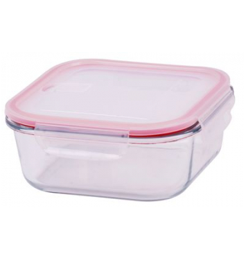 Dóza MagicHome BSG1, 1100 ml, sklenená, štvorcová, 180x180x70 mm, borosilikátové sklo/PP, Clip