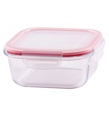 Dóza MagicHome BSG1, 750 ml, sklenená, štvorcová, 150x150x60 mm, borosilikátové sklo/PP, Clip