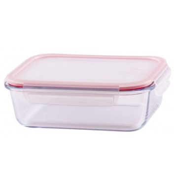 Dóza MagicHome BSG2, 1500 ml, sklenená, 220x170x70 mm, obdĺžniková, borosilikátové sklo/PP, Clip