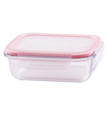 Dóza MagicHome BSG2, 650 ml, sklenená, 170x130x60 mm, obdĺžniková, borosilikátové sklo/PP, Clip