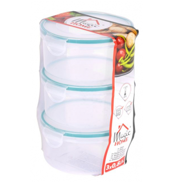 Dóza MagicHome Lunchbox set YH001, sada 3 ks, 800 ml, okrúhla, Clip