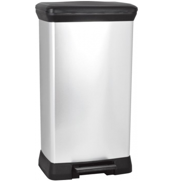 Kôš Curver® DECO PEDAL BIN, 50 lit., 39x29x73 cm, čierny/strieborný, na odpad, s pedálom
