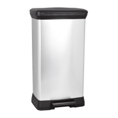 Kôš Curver® DECO PEDAL BIN, 50 lit., 39x29x73 cm, čierny/strieborný, na odpad, s pedálom