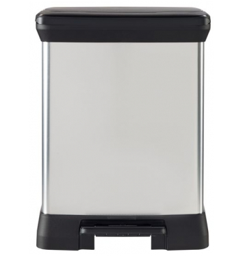 Kôš Curver® DECO PEDAL BIN, 10 lit.+18 lit., 39x29x50 cm, čierny/strieborný, na odpad, s pedálom