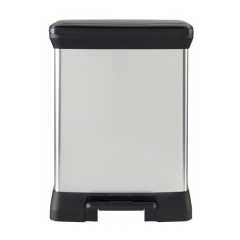 Kôš Curver® DECO PEDAL BIN, 10 lit.+18 lit., 39x29x50 cm, čierny/strieborný, na odpad, s pedálom