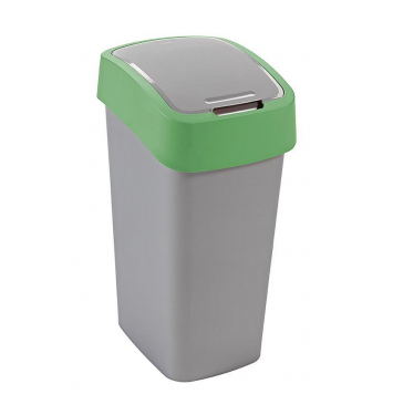 Kôš Curver® FLIP BIN 45 lit., šedostrieborný/zelený, na odpad