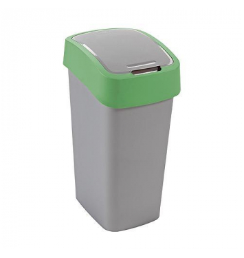 Kôš Curver® FLIP BIN 25 lit., šedostrieborný/zelený, na odpad