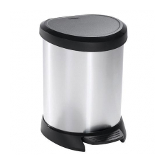 Kôš Curver® DECO BIN 5 lit., strieborný/čierny, na odpad, s pedálom
