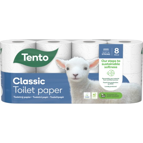 Toaletný papier Tento Classic white/ 8ks 150 útržkov 3-vrstvový 18m