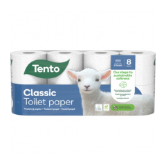 Toaletný papier Tento Classic white/ 8ks 150 útržkov  3-vrstvový 18m