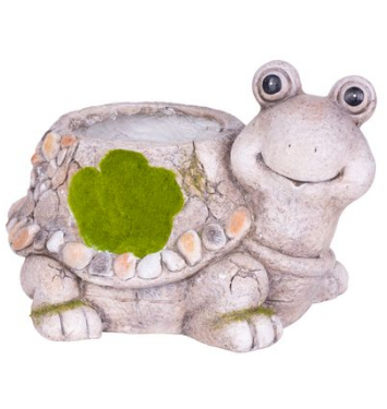 Dekorácia MagicHome, Korytnačka s kvetináčom, keramika, prírodná, 38x29,5x25 cm
