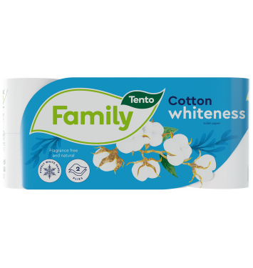Tento Family Cotton Whiteness toaletný papier 2-vrstvový 8 ks, 150 útržkov 18m