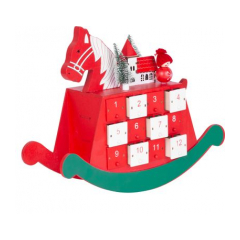 Dekorácia MagicHome Vianoce, Drevený adventný kalendár - koník, 2x LED, 2xAAA, 34,50x12x28 cm