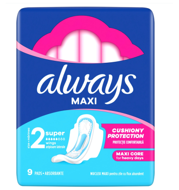 Always hygienické vložky classic clean feel protection maxi, 9 ks