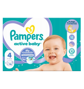 Pampers Active Baby-Dry 4 (9-14kg) 76 plienok