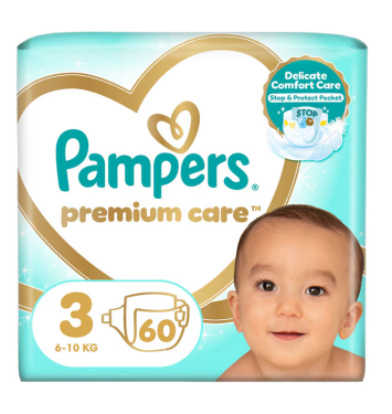Pampers Premium Care veľkosť 3, 60 plienok, 6kg-10kg