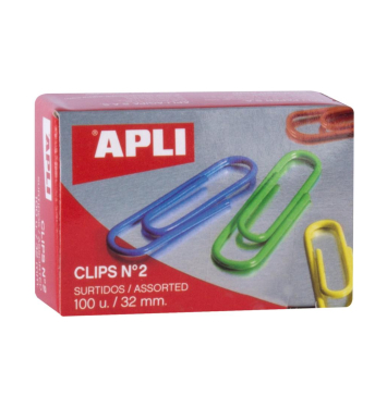 Spisové spony APLI 32mm potiahnuté plastom farebné 32 mm 100ks